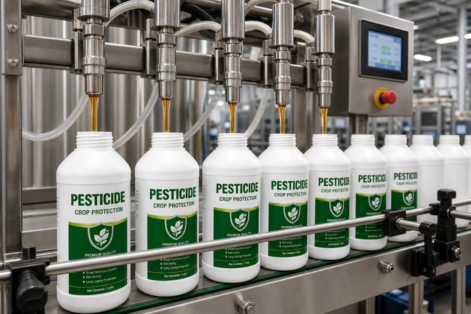 Precision liquid filling of agrochemical bottles